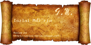 Iszlai Mária névjegykártya